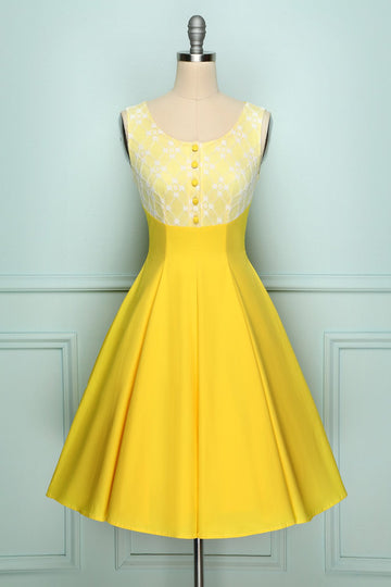 Vestido amarelo com botões